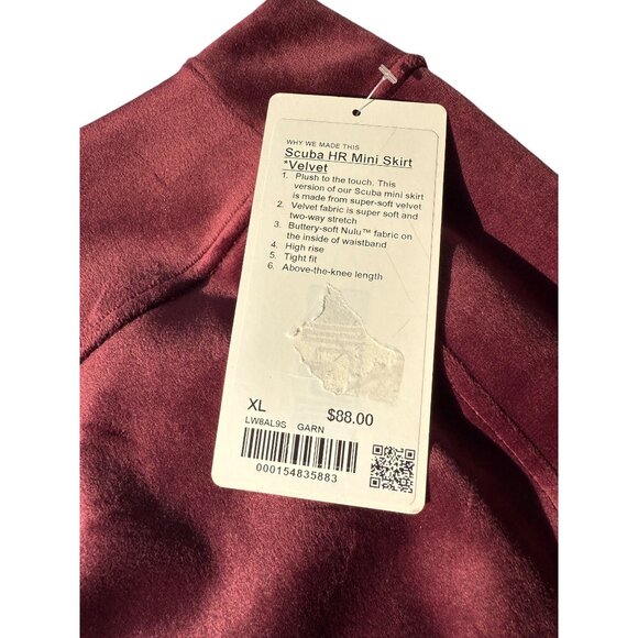 Lululemon Scuba High-Rise Mini Skirt Velvet XL Plush Stretch Garnet NWT LW8AL9S - Picture 8 of 16